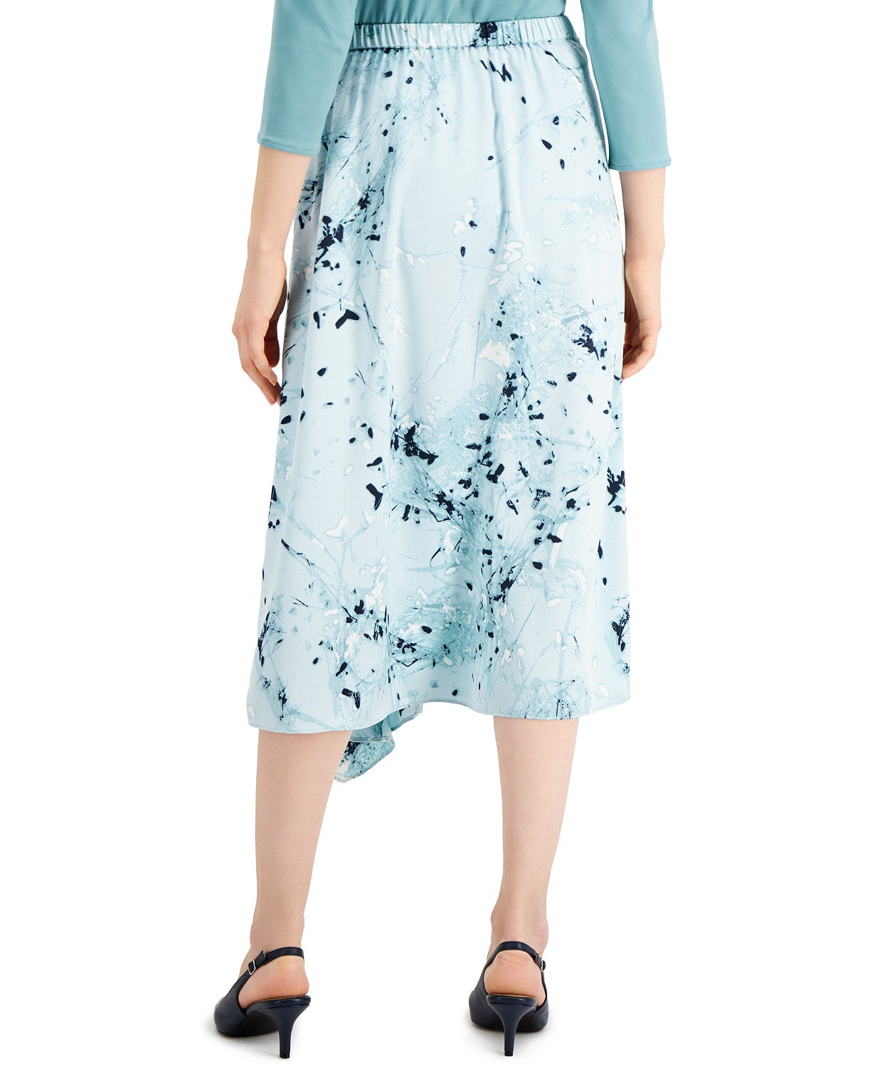 Saia feminina alfani estampada assimétrica em linha A, verde, tamanho 6