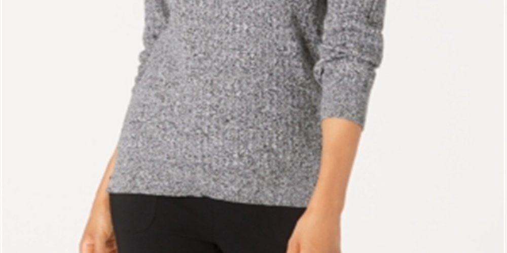 Karen Scott Suéter Feminino de Algodão com Gola Canoa Cinza Tamanho XS