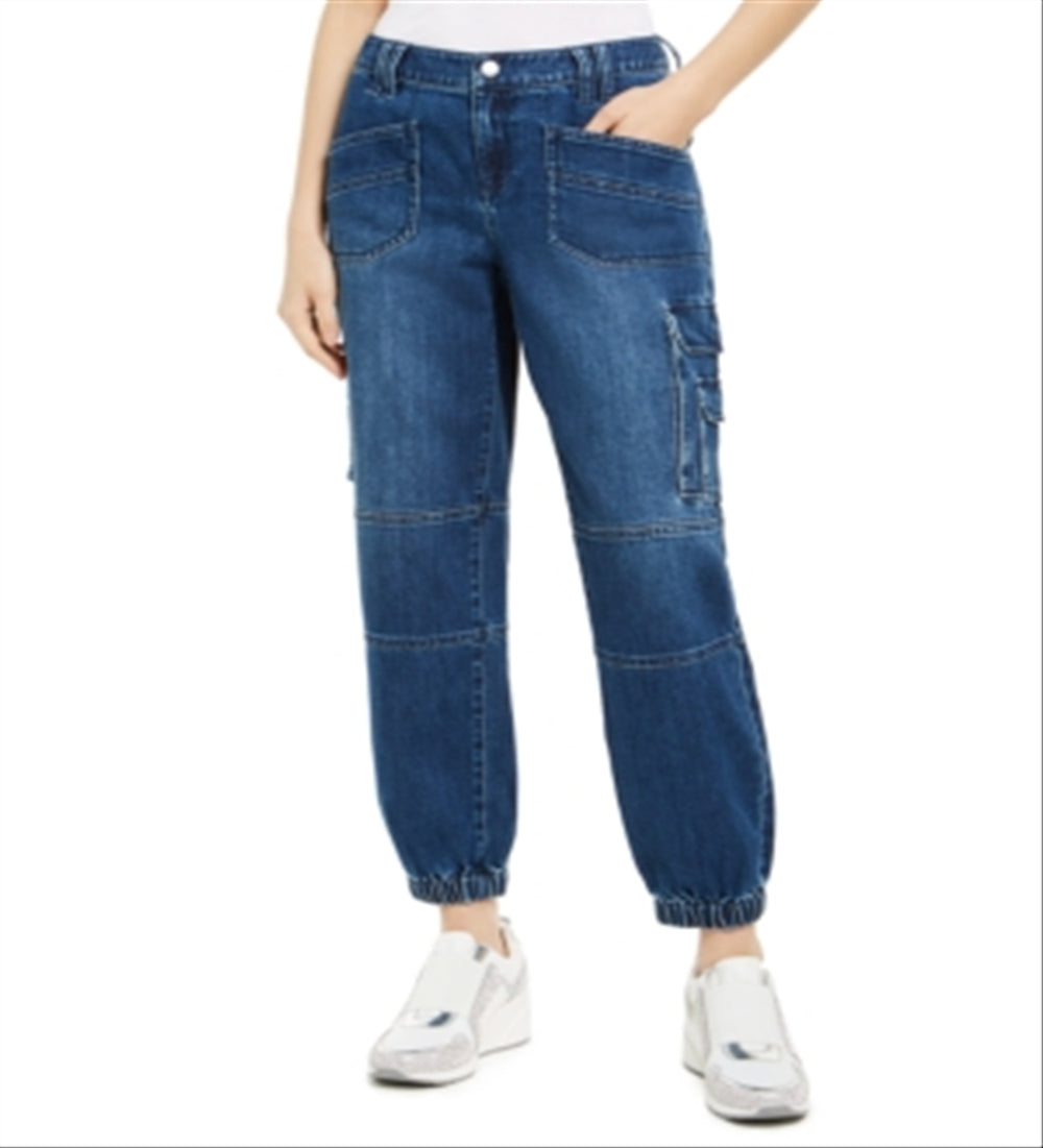 Calça jeans cargo feminina INC International Concepts, azul, tamanho 2