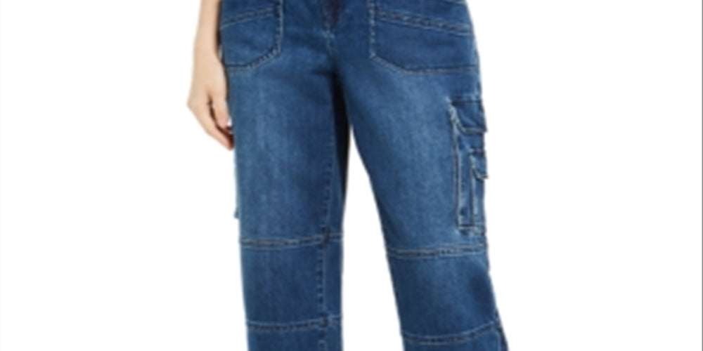 Calça jeans cargo feminina INC International Concepts, azul, tamanho 2