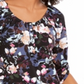 Blusa feminina NY Collection estampada com mangas bufantes e abas dobradas, estilo camponês, preta, roxa, tamanho pequeno GG