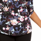 Blusa feminina NY Collection estampada com mangas bufantes e abas dobradas, estilo camponês, preta, roxa, tamanho pequeno GG
