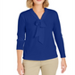Charter Club Top feminino com gravata trançada, azul, tamanho XX-G