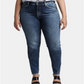 Calça jeans skinny feminina Silver Jeans Co, lavagem índigo escuro médio, tamanho 18x29