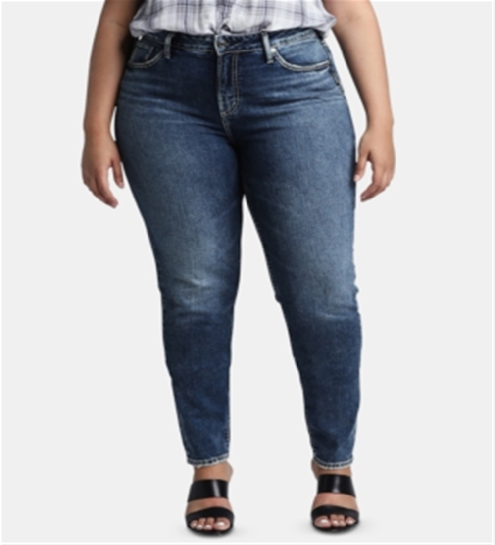 Calça jeans skinny feminina Silver Jeans Co, lavagem índigo escuro médio, tamanho 18x29