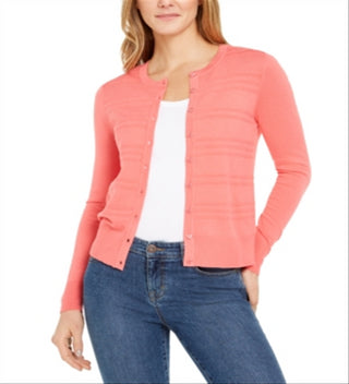 Cardigan texturizado feminino Charter Club rosa tamanho grande