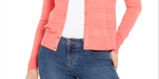 Cardigan texturizado feminino Charter Club rosa tamanho grande