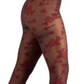 Meia-calça feminina floral flocada INC International Concepts vermelha tamanho XX-S