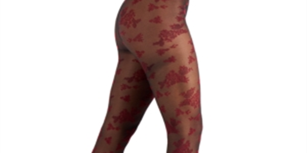 Meia-calça feminina floral flocada INC International Concepts vermelha tamanho XX-S