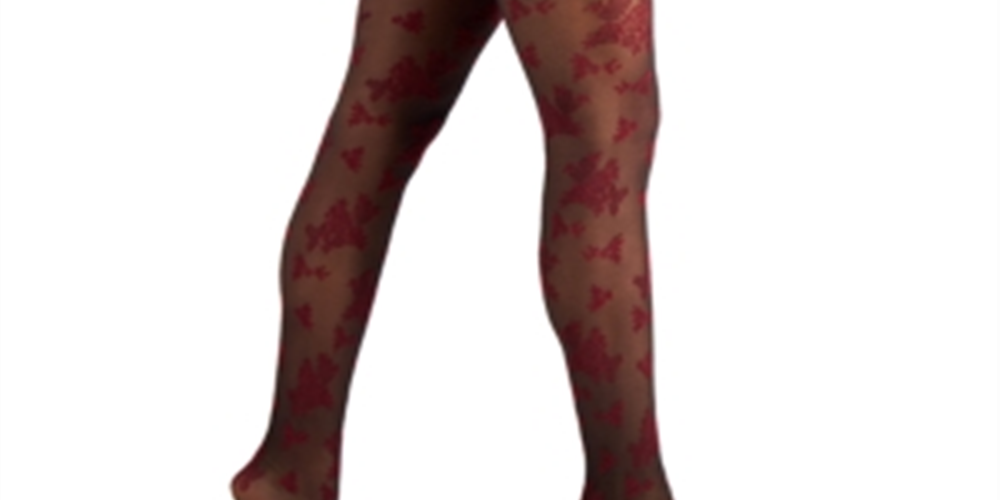 Meia-calça feminina floral flocada INC International Concepts vermelha tamanho XX-S