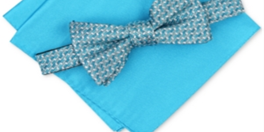 Gravata borboleta Alfani masculina Murphy Pocket Square de 2 peças, azul, tamanho regular