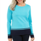 Blusa feminina Karen Scott Colorblock Azul Tamanho Pequeno GG