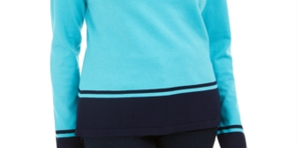 Blusa feminina Karen Scott Colorblock Azul Tamanho Pequeno GG