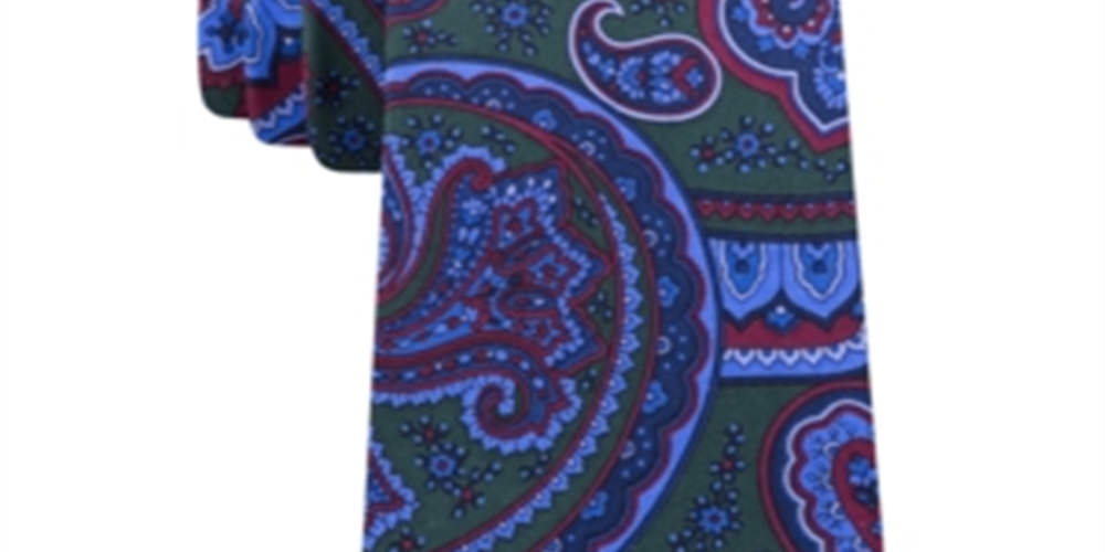 Gravata Tommy Hilfiger Masculina Paisley Silk Classic Verde Tamanho Regular