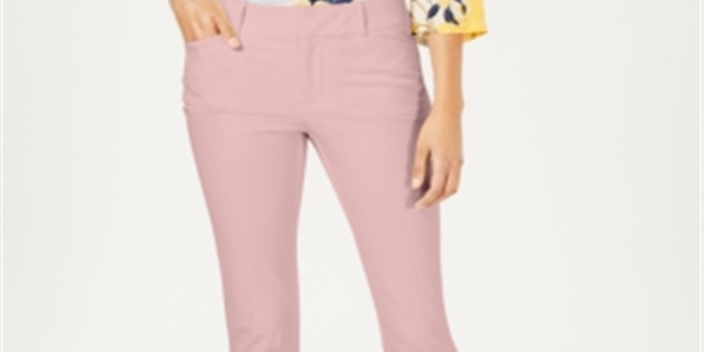 Calça feminina Charter Club Newport Tummy Control Slim Fit Rosa Tamanho 6