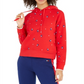 Tommy Hilfiger Moletom com capuz feminino com estampa de corações, vermelho, tamanho GG