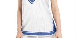 Túnica feminina Charter Club Seersucker Woven, branca, tamanho XX-G