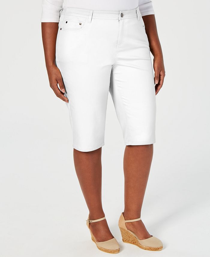Bermuda feminina Charter Club Plus Cotton Blend, branca, tamanho 18W
