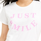 Camiseta Just Smile da Love Tribe Junior, branca, tamanho pequeno