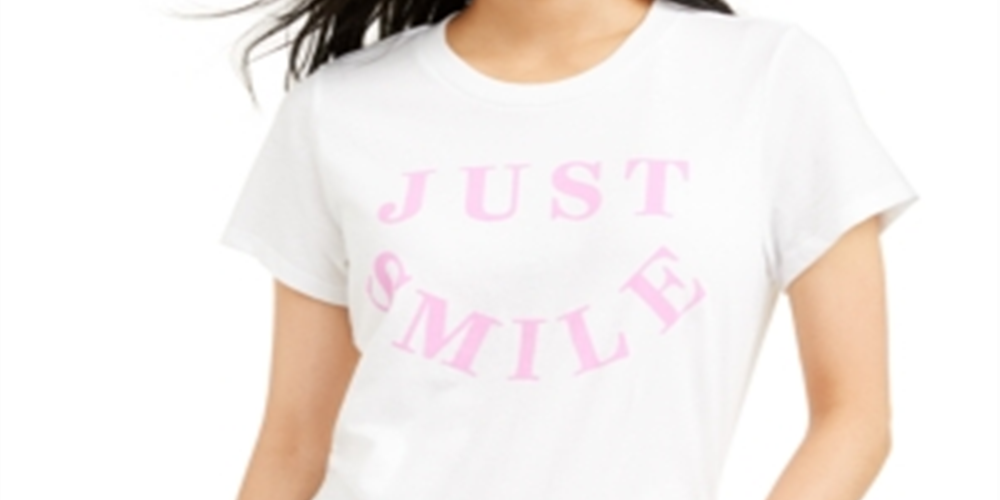 Camiseta Just Smile da Love Tribe Junior, branca, tamanho pequeno