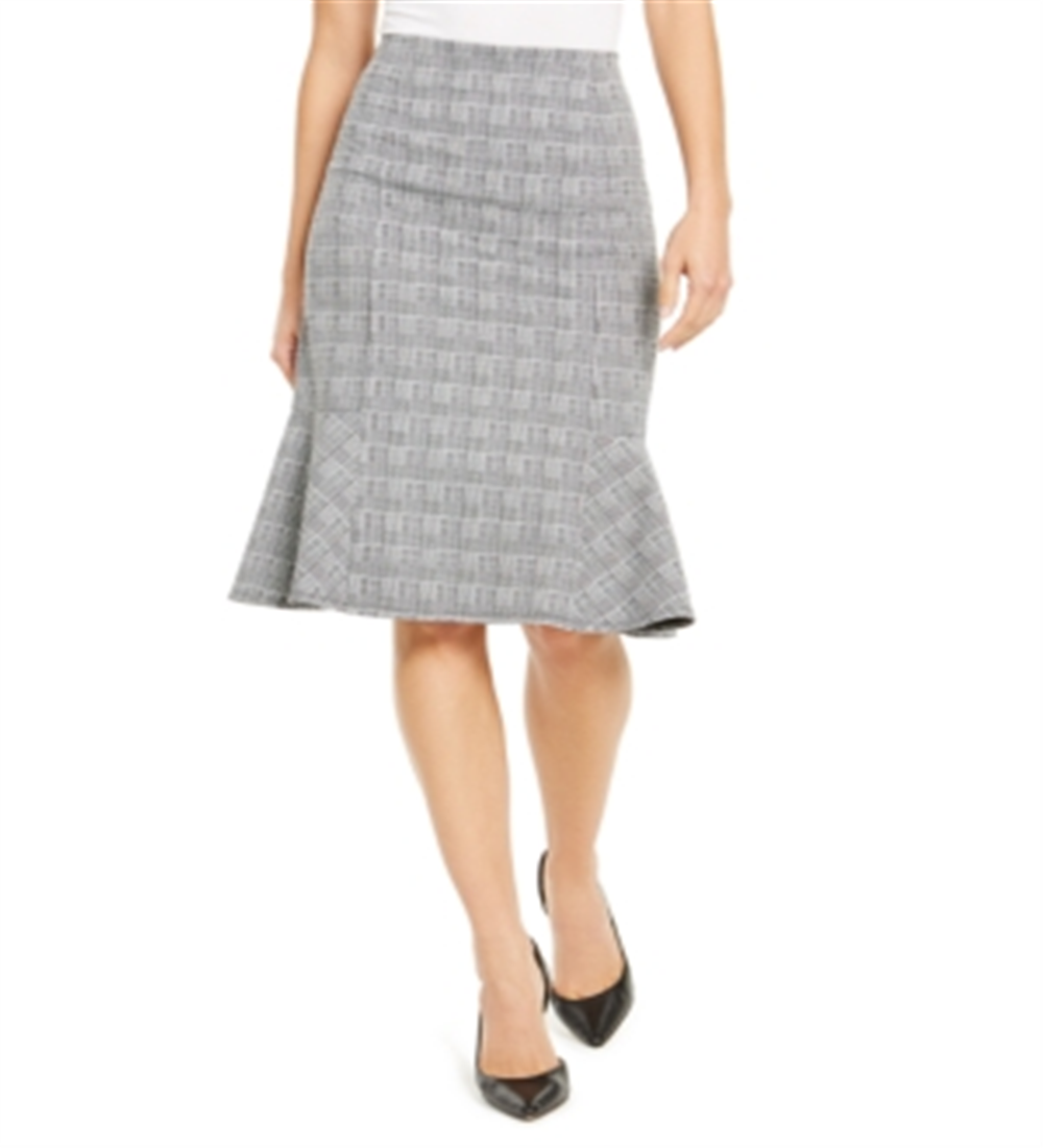 Saia peplum xadrez feminina NY Collection cinza tamanho pequeno GG