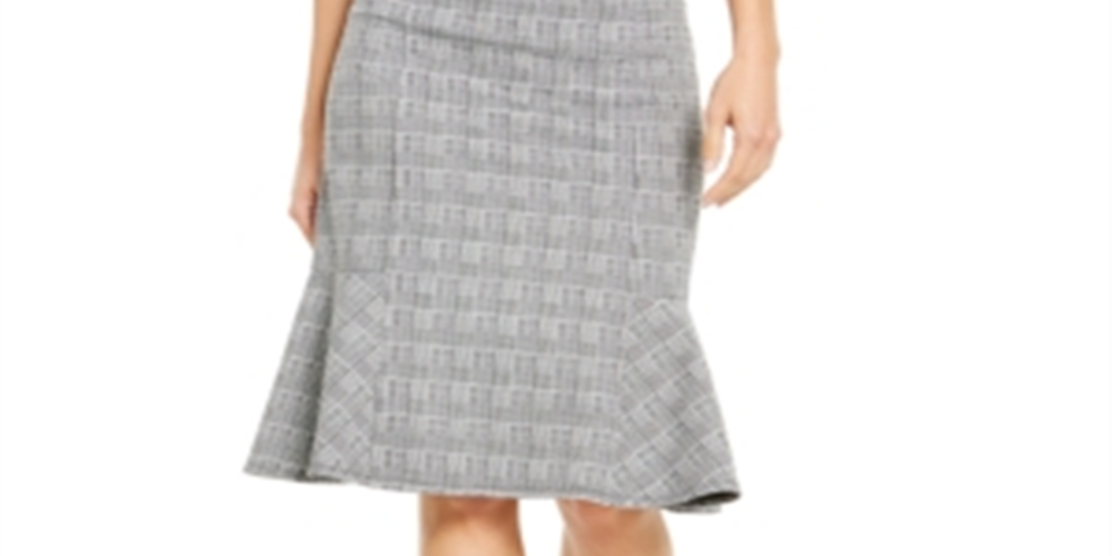 Saia peplum xadrez feminina NY Collection cinza tamanho pequeno GG