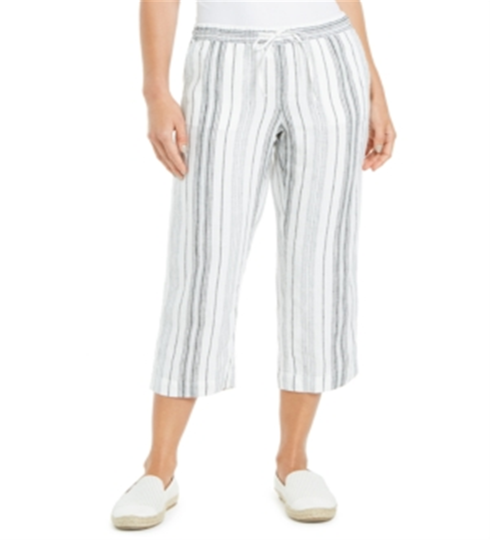 Calça Capri Listrada Feminina Charter Club Azul Tamanho Médio