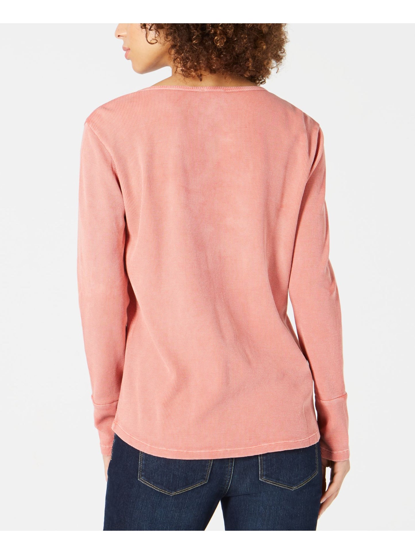 Blusa feminina estilo &amp; co com estampa waffle térmica e manga comprida dividida, rosa, tamanho grande