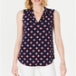 Blusa estampada feminina Charter Club com decote em V, azul, tamanho pequeno G