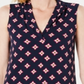 Blusa estampada feminina Charter Club com decote em V, azul, tamanho pequeno G