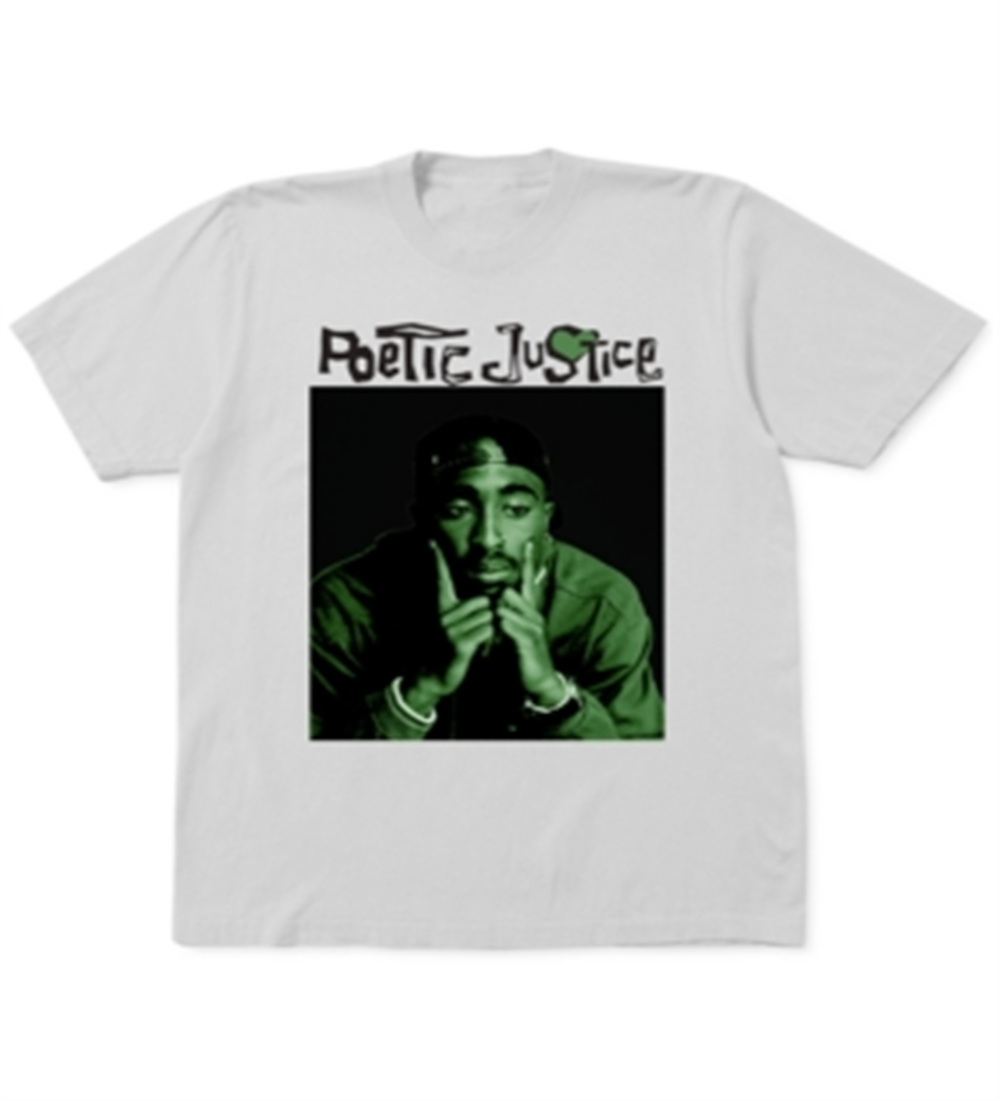 Camiseta masculina Tupac Poetic Justice Graphic, branca, tamanho grande