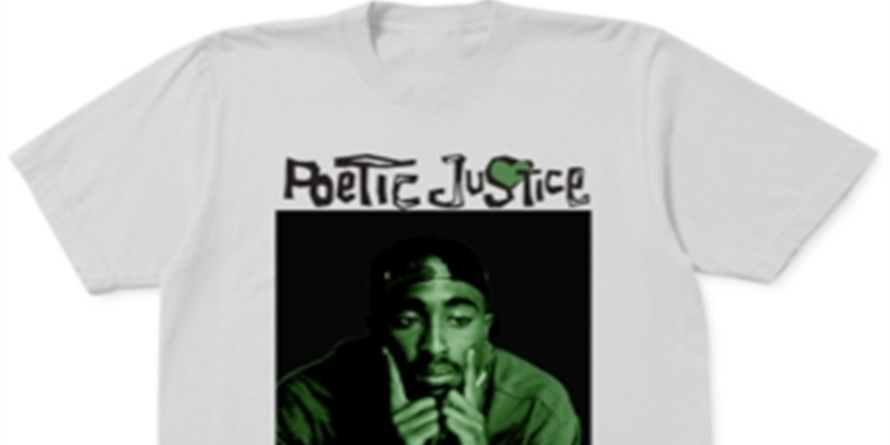Camiseta masculina Tupac Poetic Justice Graphic, branca, tamanho grande