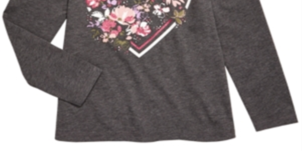 Camiseta infantil feminina Epic Threads com estampa de coração e flor, cinza, tamanho 4T
