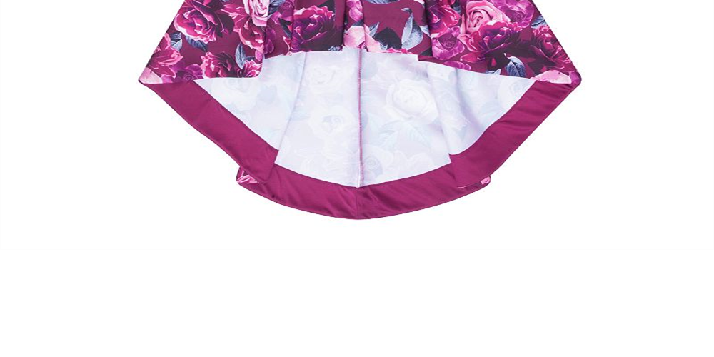 Vestido floral alto e baixo com bolsos, sem palavras, roxo, tamanho 12