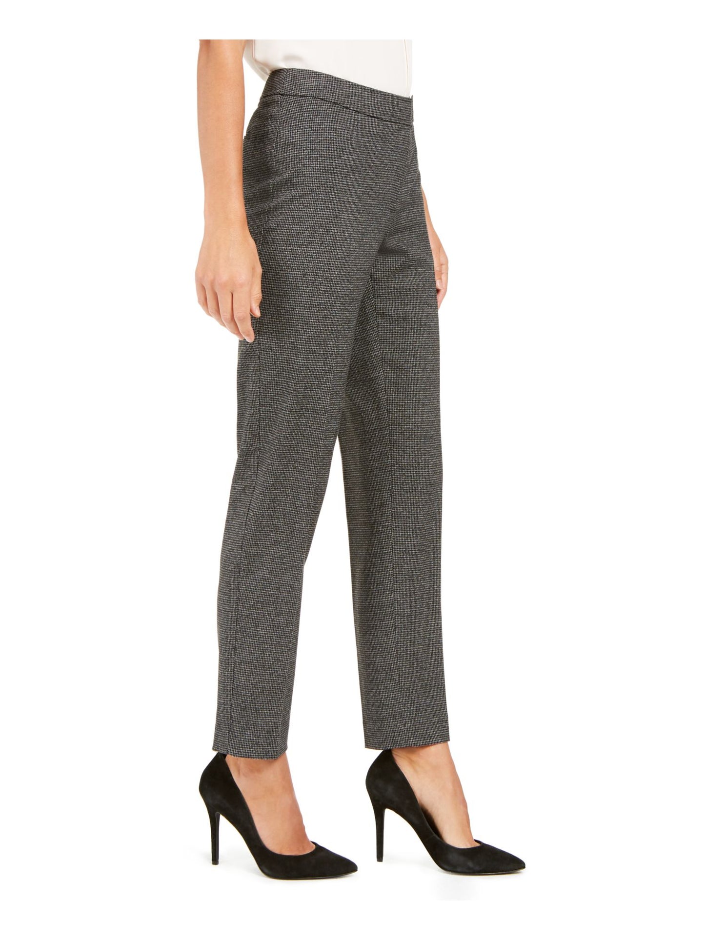 Calça skinny pied-de-poule feminina Anne Klein para usar no trabalho, preta, tamanho 16