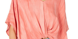 Top casual com manga dolman e nó frontal Polly &amp; Esther Junior, laranja, tamanho grande