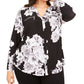 Blusa feminina estampada com bolso e zíper da INC International Concepts, preta, tamanho -0X
