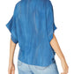 Polly &amp; Esther Blusa casual feminina com nó frontal e manga dolman, azul, tamanho pequeno
