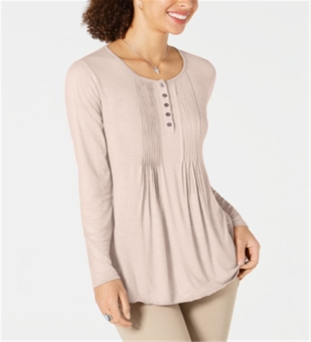 Blusa feminina de manga comprida estilo &amp; co, rosa, tamanho extrapequeno