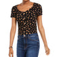 Blusa canelada com estampa floral Hippie Rose Junior, preta, tamanho X-G