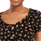 Blusa canelada com estampa floral Hippie Rose Junior, preta, tamanho X-G