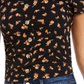 Blusa canelada com estampa floral Hippie Rose Junior, preta, tamanho X-G