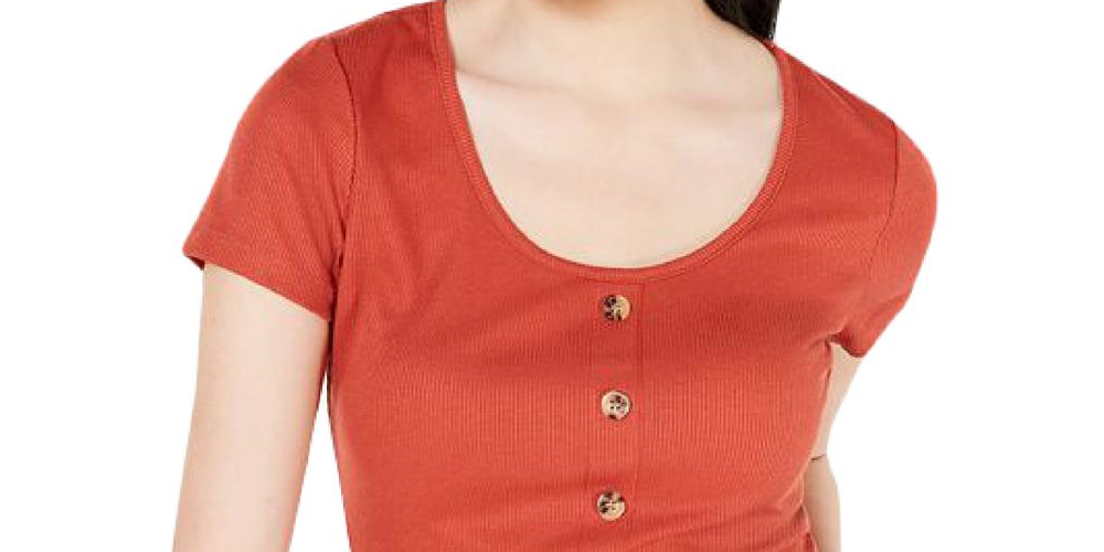 Blusa canelada com estampa floral Hippie Rose Junior, laranja, tamanho X-G