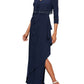 Alex Evenings Cardigan Feminino com Franjas e Strass, Manga 3/4, Aberto, Blusa Formal, Azul, Tamanho 10