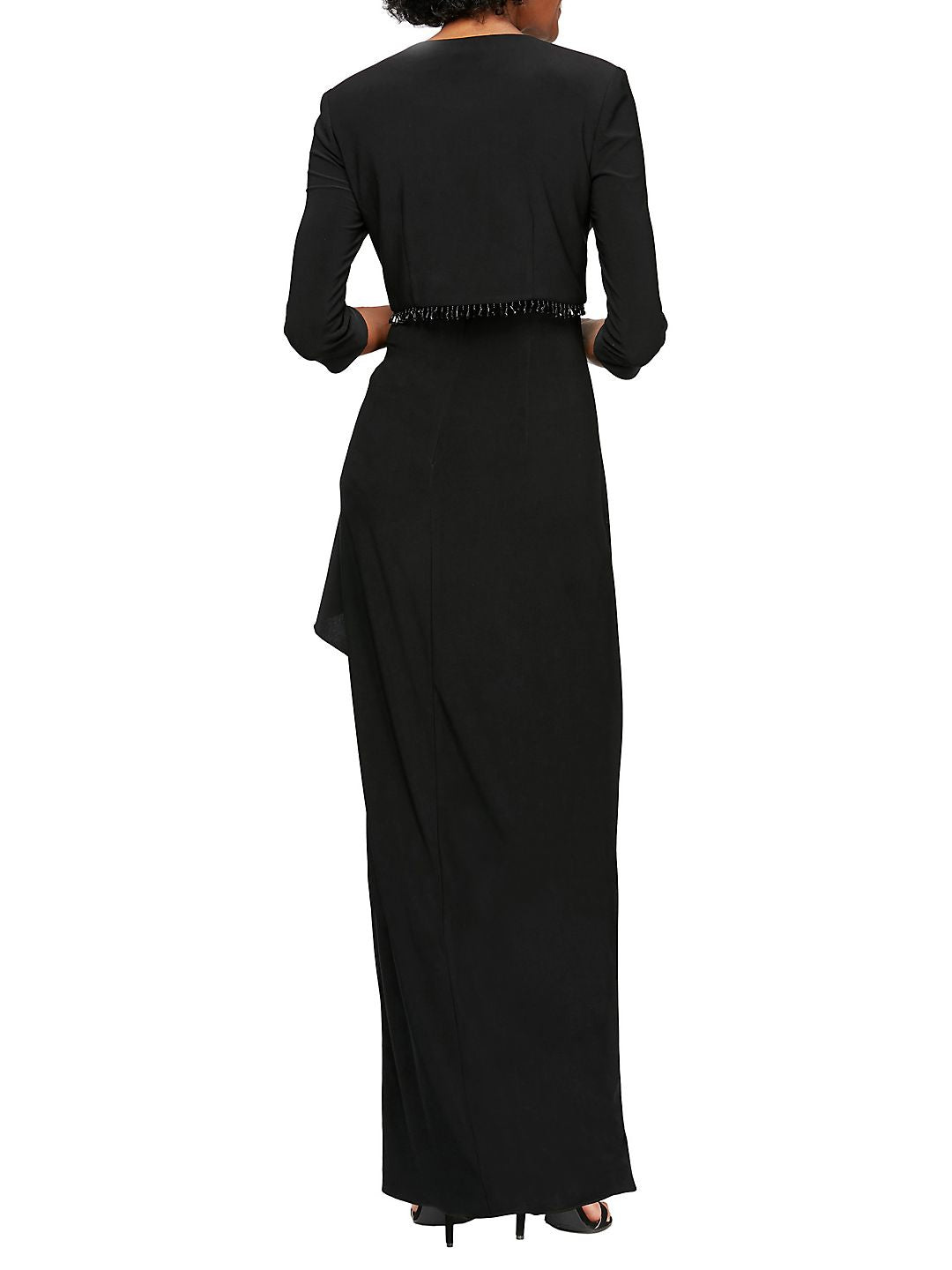 Alex Evenings Cardigan Feminino com Franjas e Strass, Manga 3/4, Aberto, Blusa Formal, Azul, Tamanho 10