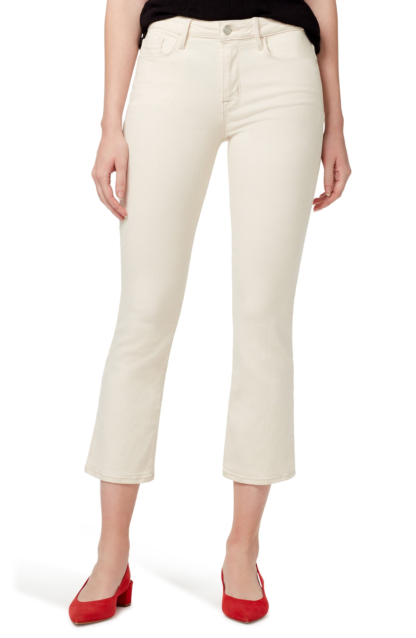 Calça jeans feminina Sanctuary Moonstone Connector Kick Crop, branca, tamanho 30