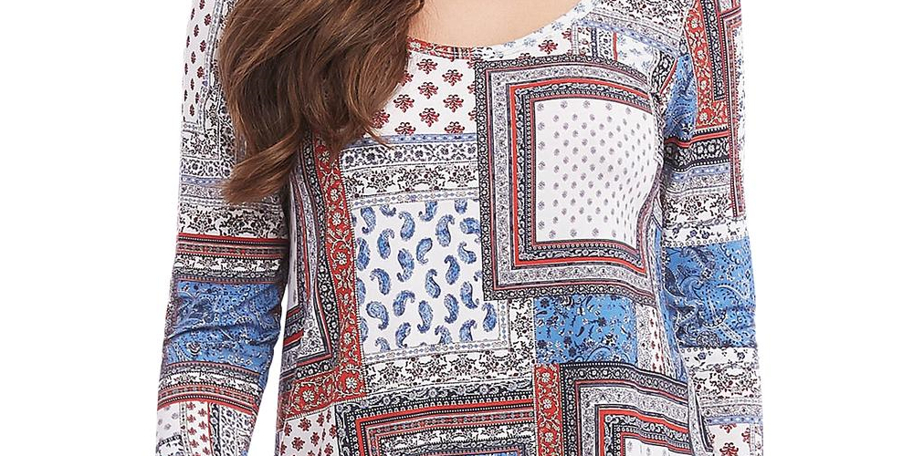 Camiseta feminina Karen Kane Paisley Shirttail - Branca, tamanho médio