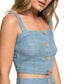 Top curto com botões Roxy Ocean Groove feminino, azul, tamanho pequeno