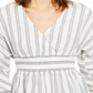 INC International Concepts Top feminino listrado com cintura franzida, tamanho pequeno, branco, médio