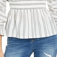 INC International Concepts Top feminino listrado com cintura franzida, tamanho pequeno, branco, médio